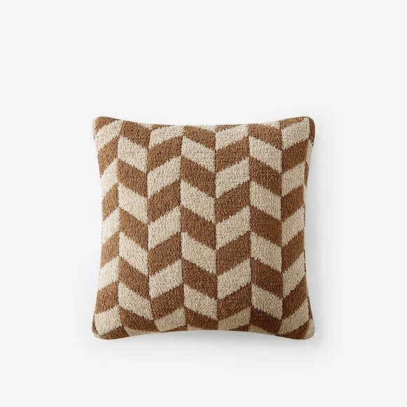 New Sunday Citizen Chevron Throw Pillow in Chestnut/Biscotti - Picture 1 of 8